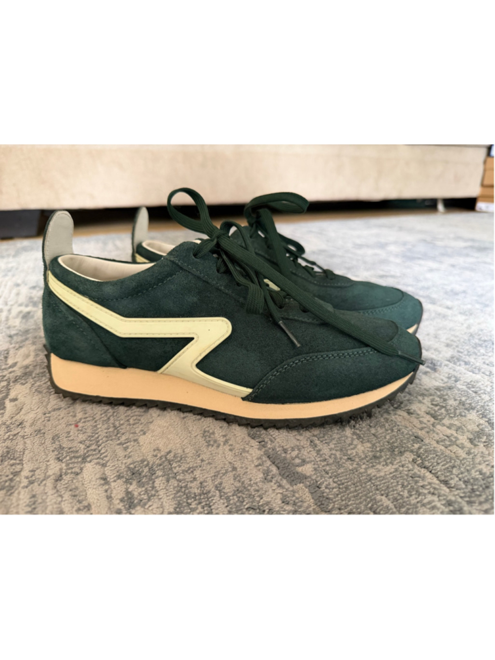 rag & bone Retro Runner Green Suede Sneakers Women’s EU 38.5 US 8.5 - Picture 2 of 10